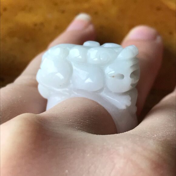 Natural Jade Dragon Ring Discounted Size 8 - Picture 9 of 10